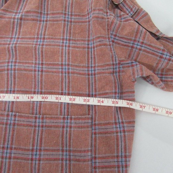 Umgee Plaid Button Down Shirt in Rust and Blue - Picture 7 of 8